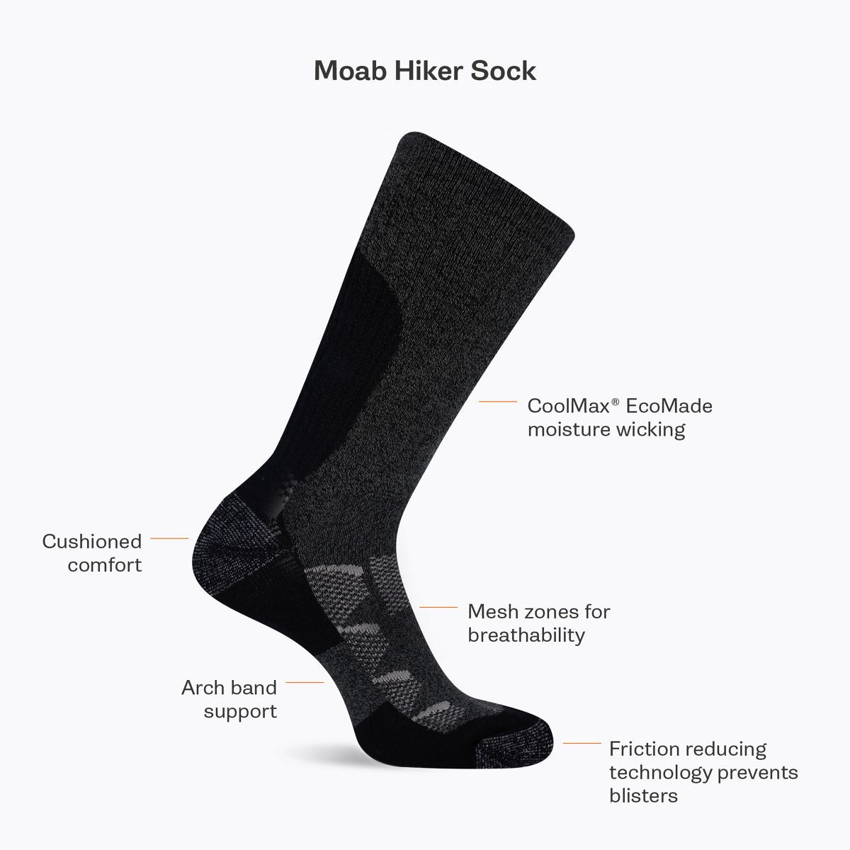 Moab Hiking Quarter Sock - Socks - Merrell Recommended